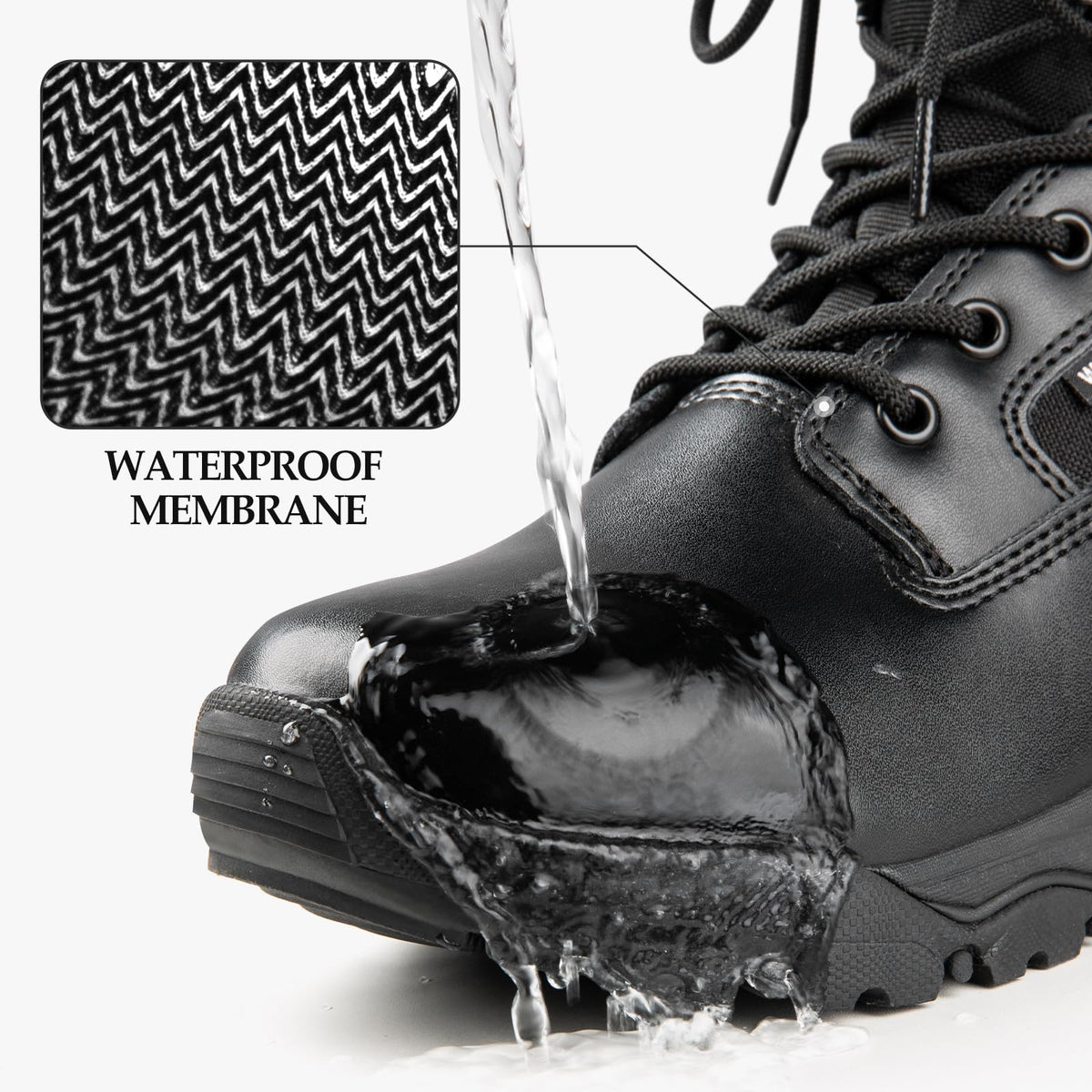 FREE SOLDIER Men’s Tactical Boots 8 Inches Lightweight Combat Boot Durable Suede Leather Military Work Boots Desert Boot(Waterproof Black 7)