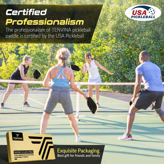 TENVINA Pickleball Paddles, Thermoformed T700SC Carbon Fiber Pickleball Paddle, Pickle Ball Paddle USAPA Approved with Dominant Power and Larger Sweet Spot