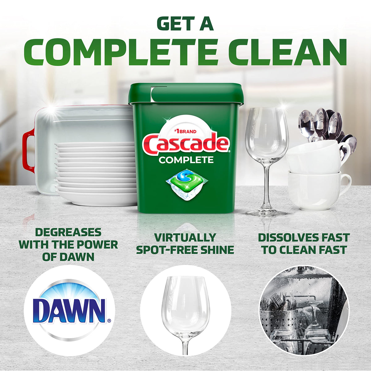 Cascade Complete Dishwasher Pods - Fresh Scent ActionPacs, Dishwasher Detergent, Dishwasher Soap, Detergent Pods, 78 Count