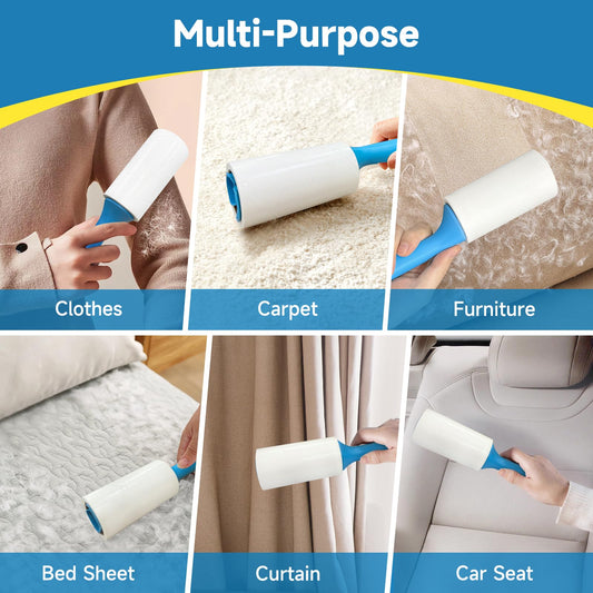 Swihauk 600 Sheets Extra Sticky Lint Rollers for Pet Hair, Easy Spiral Tear Lint Roller for Clothes with Ergonomic Handle, Multipurpose Lint Remover for Furniture, Carpet, Car Seat