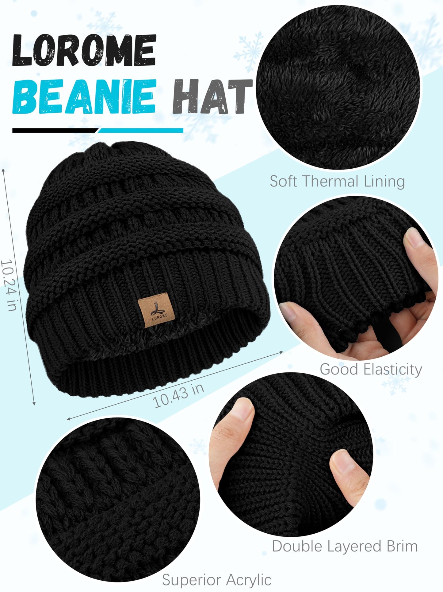 Warm Fleece Knit Beanie Hat and Touch Screen Gloves Set - Winter Gifts for Women and Men