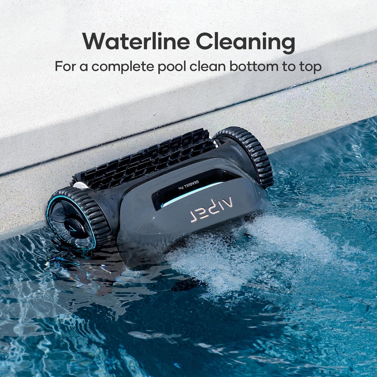AIPER Cordless Robotic Pool Cleaner, WavePath Navigation, Wall-Climbing, Quad-Motor, 150 mins Runtime for Inground Pools up to 1,600 sq.ft, Seagull Pro ZT6002 (Renewed)