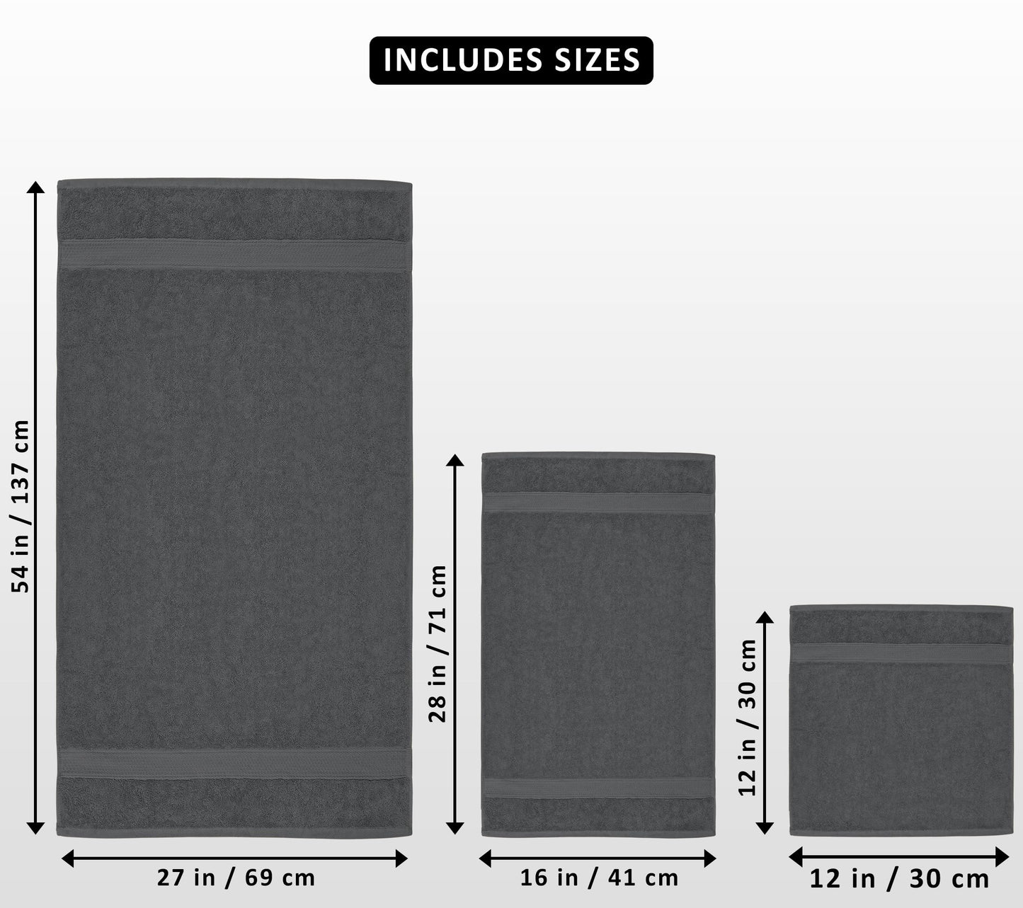 Utopia Towels 8 Piece Premium Towel Set, 2 Bath, 2 Hand, and 4 Wash Cloths, 600 GSM 100% Ring Spun Cotton, Highly Absorbent Towels for Bathroom, Gym, Hotel, and Spa, Grey