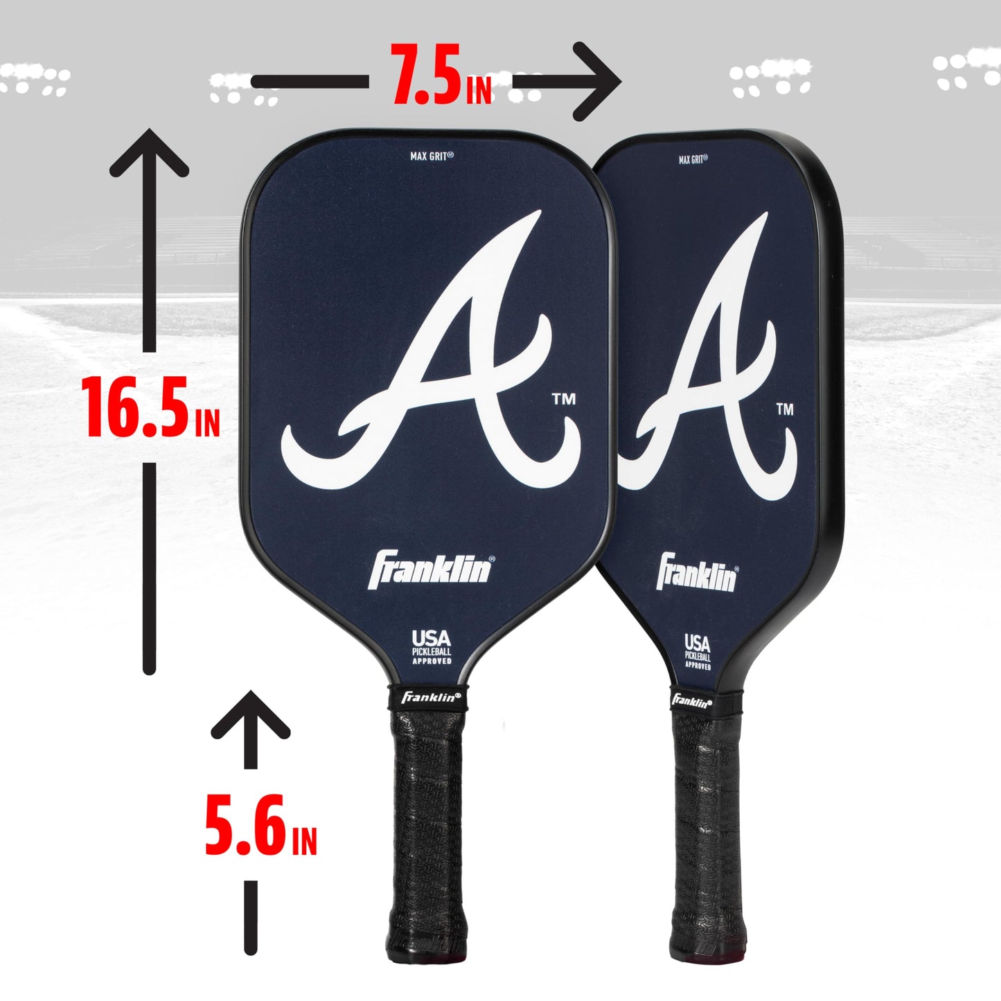 Franklin Sports MLB Atlanta Braves Pickleball Paddle - Official MLB Team Rackets - USAP (USAPA) Approved Premium Quality Pickleball Paddles - Authentic Team Logos + Colors