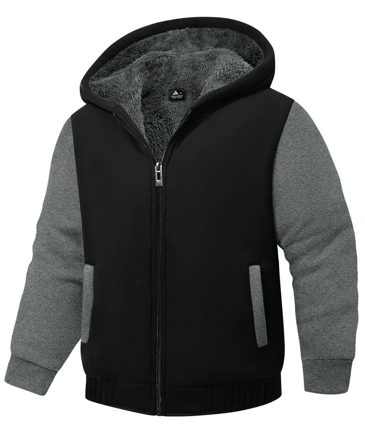 SWISSWELL Boys Hoodie Sherpa Fleece Lined Jacket with Zipper Long Sleeve Soft Warm Sweatshirt Outerwear for Kids