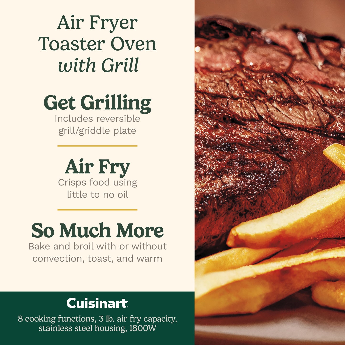 Cuisinart Air Fryer Toaster Oven with Grill, TOA-70