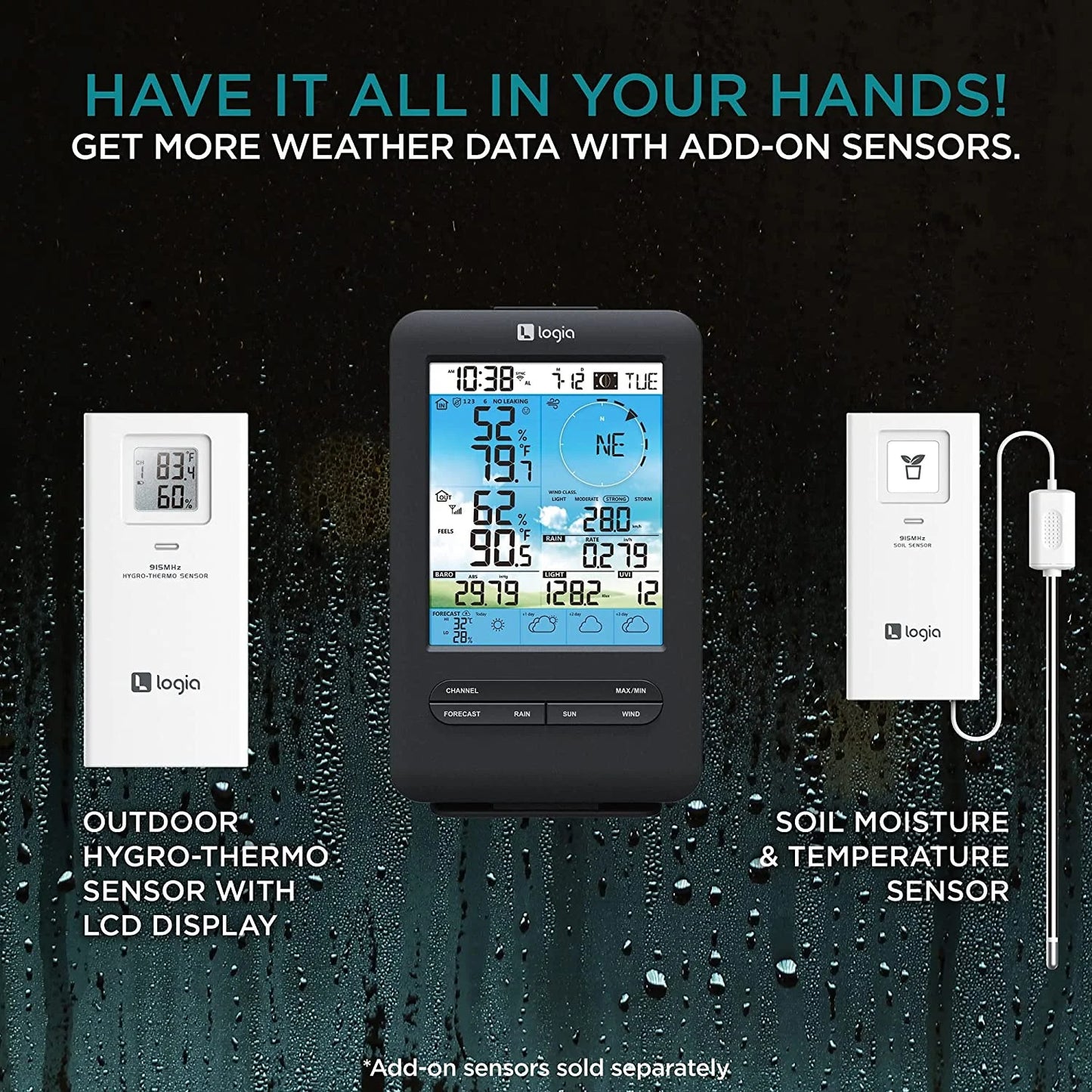 Logia 7-in-1 Wireless Weather Station W/4-Day Forecast, Wi-Fi, Solar Cell & More