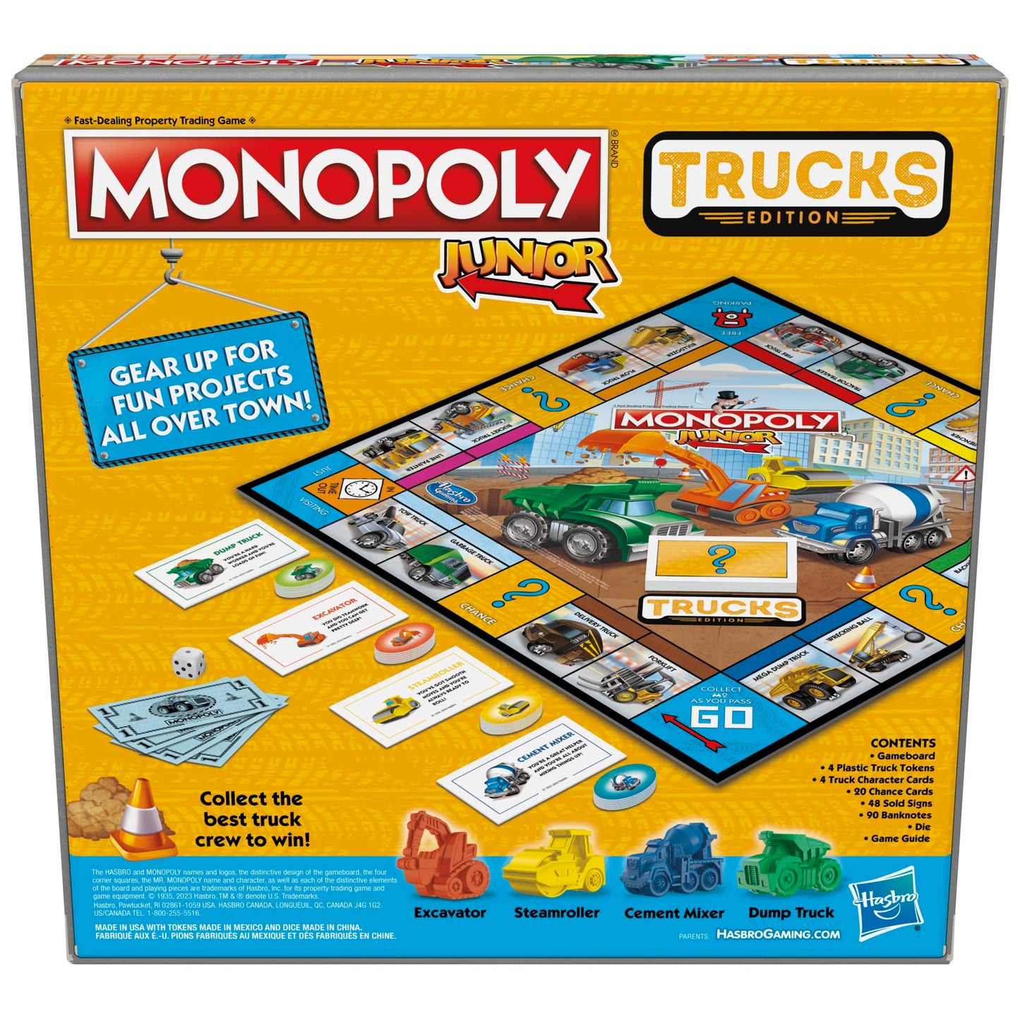 Monopoly Junior Trucks Edition Board Game for Kids Ages 5+, 2-4 Player Kids Games (Amazon Exclusive)