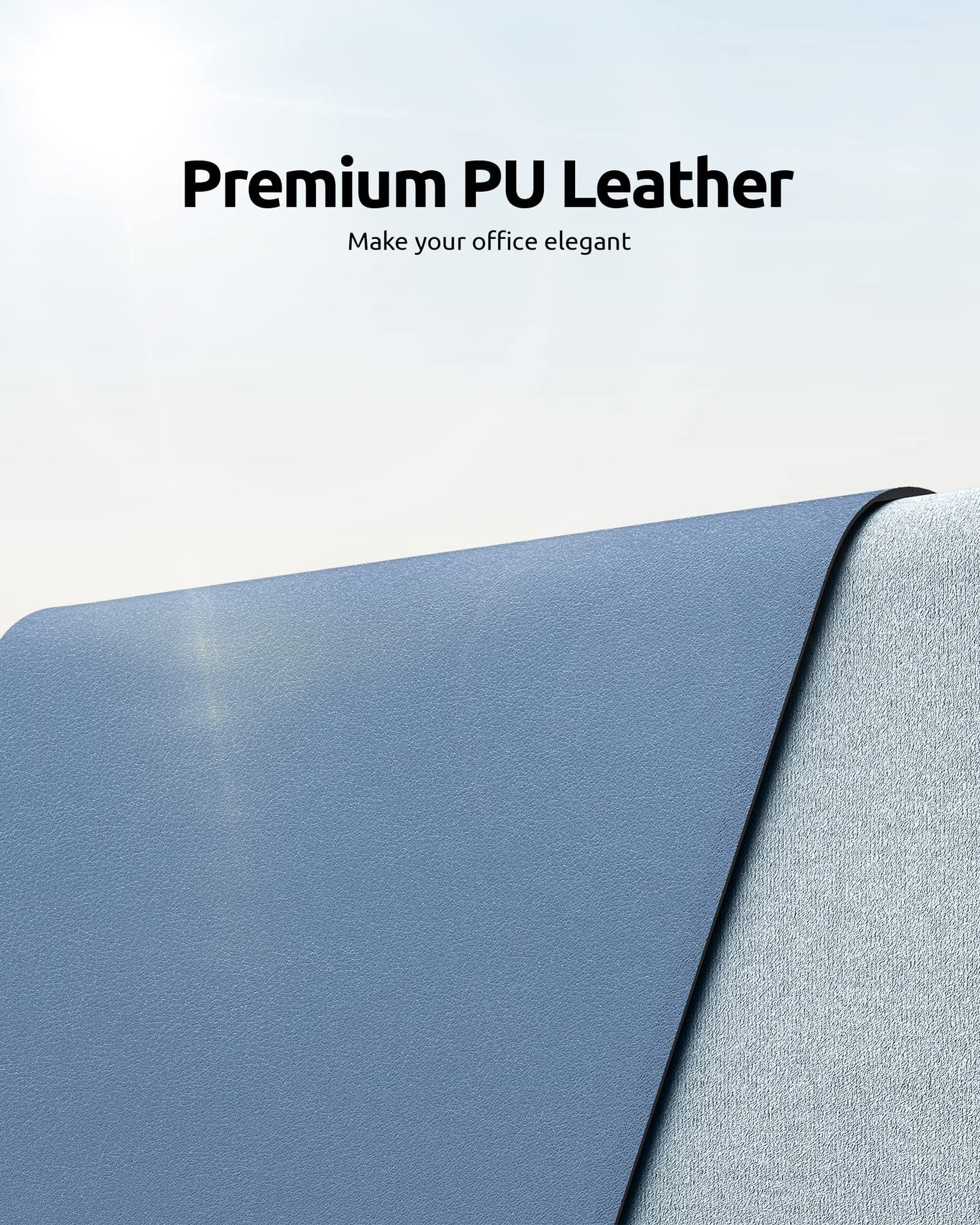 YSAGi Leather Desk Pad Protector, Office Desk Mat, Large Mouse Pad, Non-Slip PU Leather Desk Blotter, Laptop Desk Pad, Waterproof Desk Writing Pad for Office and Home (Blue, 23.6" x 13.8")