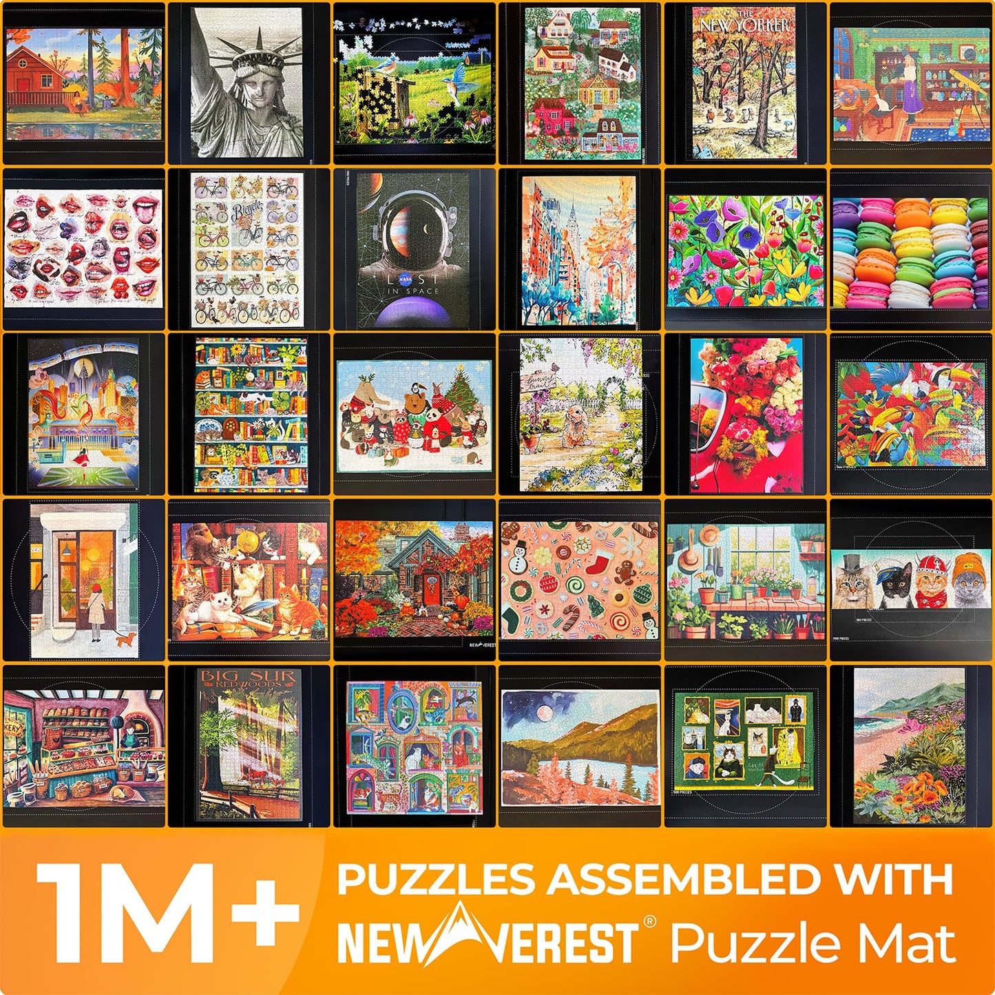 The Original Newverest Jigsaw Puzzle Mat Roll Up, Saver Pad 46” x 26” Portable Keeper Up to 1500 Pieces with Non-Slip Rubber Bottom & Smooth Top + 3 Puzzle Sorting Trays & Travel-Friendly Storage Bag