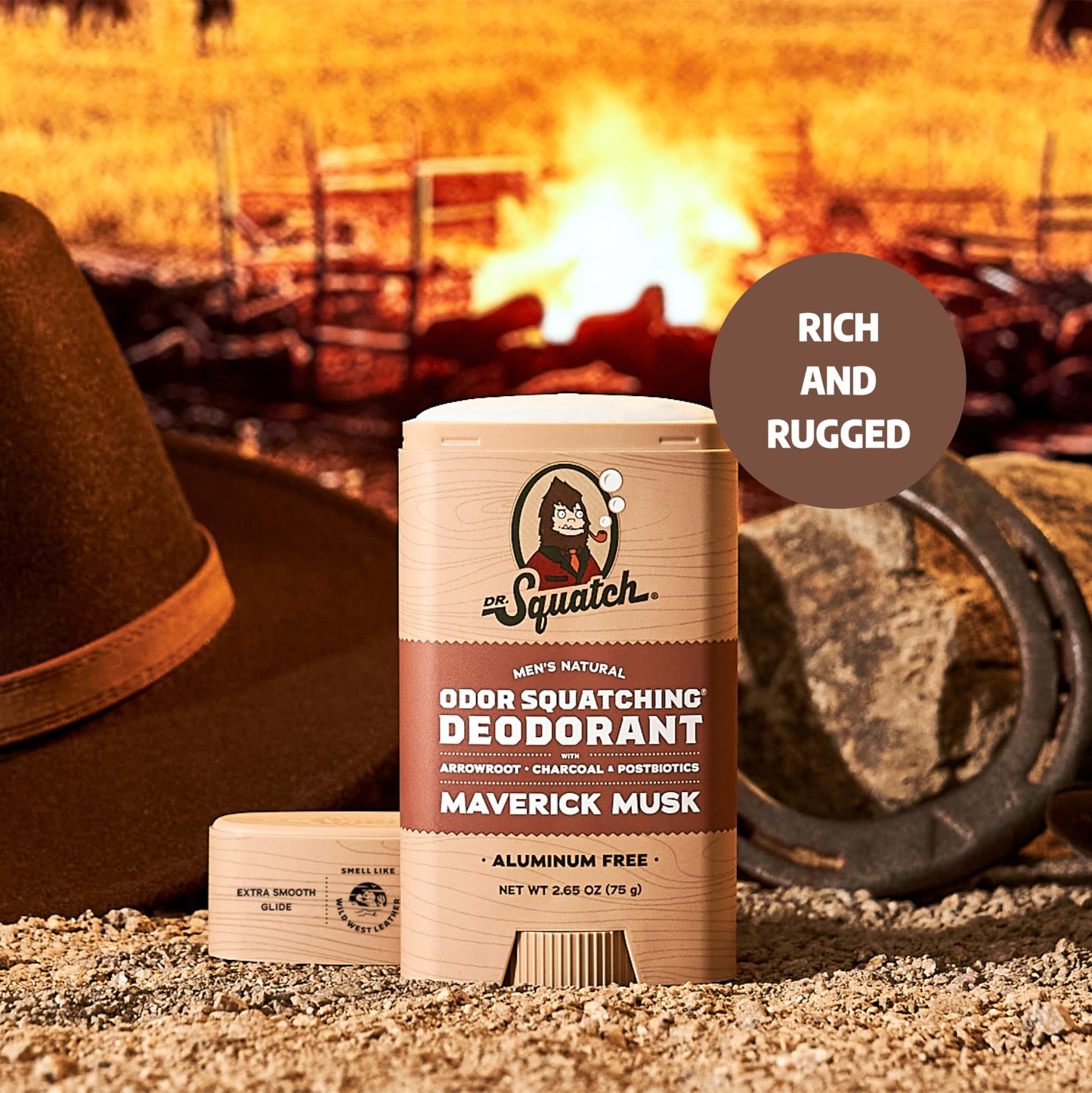 Dr. Squatch Natural Men’s Deodorant – Aluminum Free Natural Deodorant Men with Charcoal & Postbiotics for 72-Hour Odor Protection – Maverick Musk, 2.65oz Stick (3-Pack)