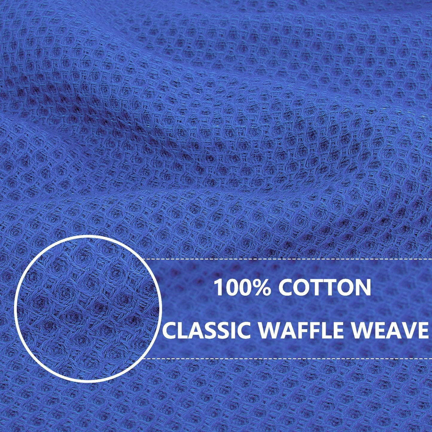 Homaxy 100% Cotton Waffle Weave Kitchen Dish Towels, Ultra Soft Absorbent Quick Drying Cleaning Towel, 13 x 28 Inches, 8-Pack, Blueberry