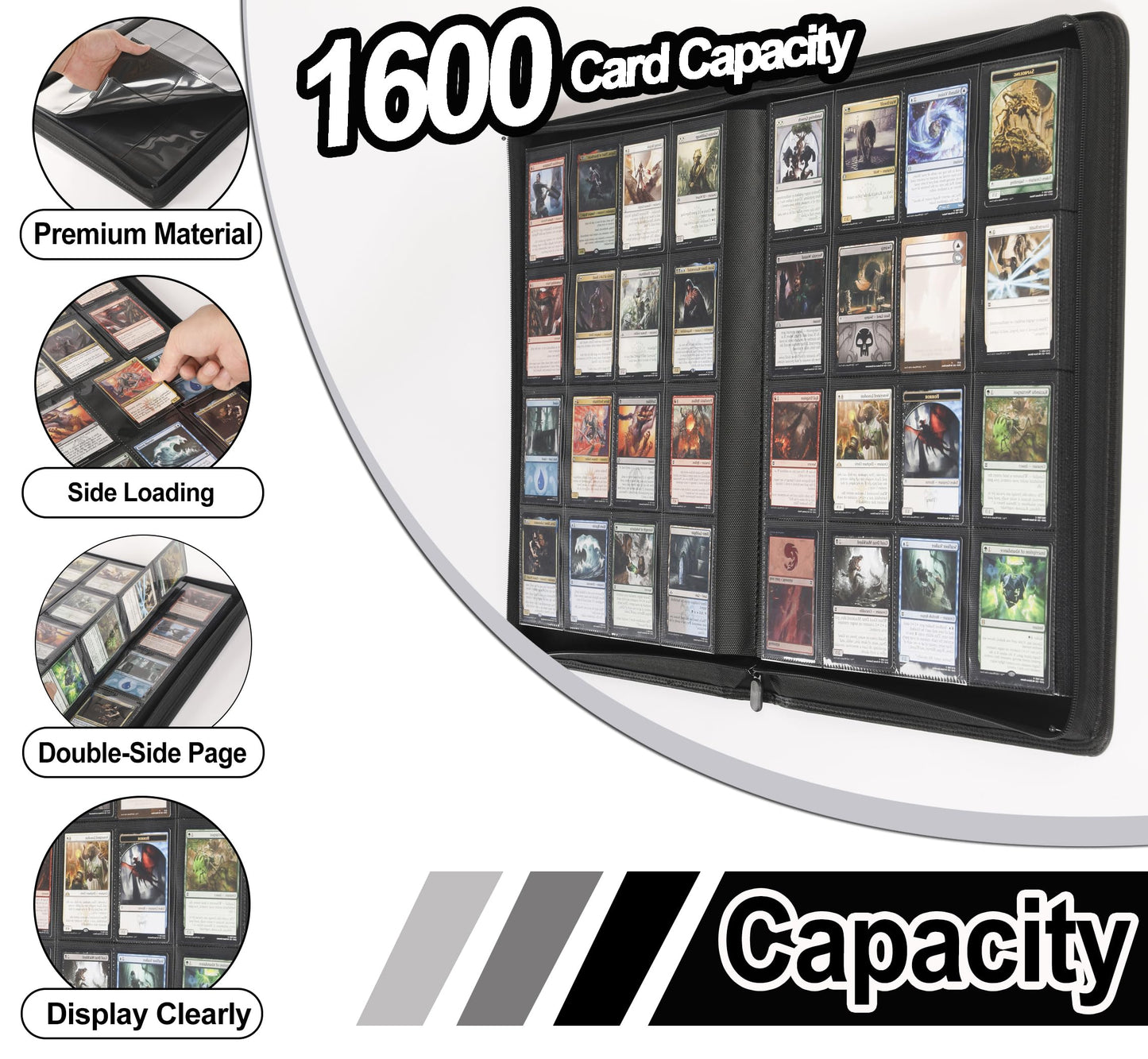 Premium Card Binder 16 Pocket - Fits 1600 Cards,4X4 Ringless Card Album with Sleeves for Trading Cards & Sports Cards(Model C,Asakusa Green)