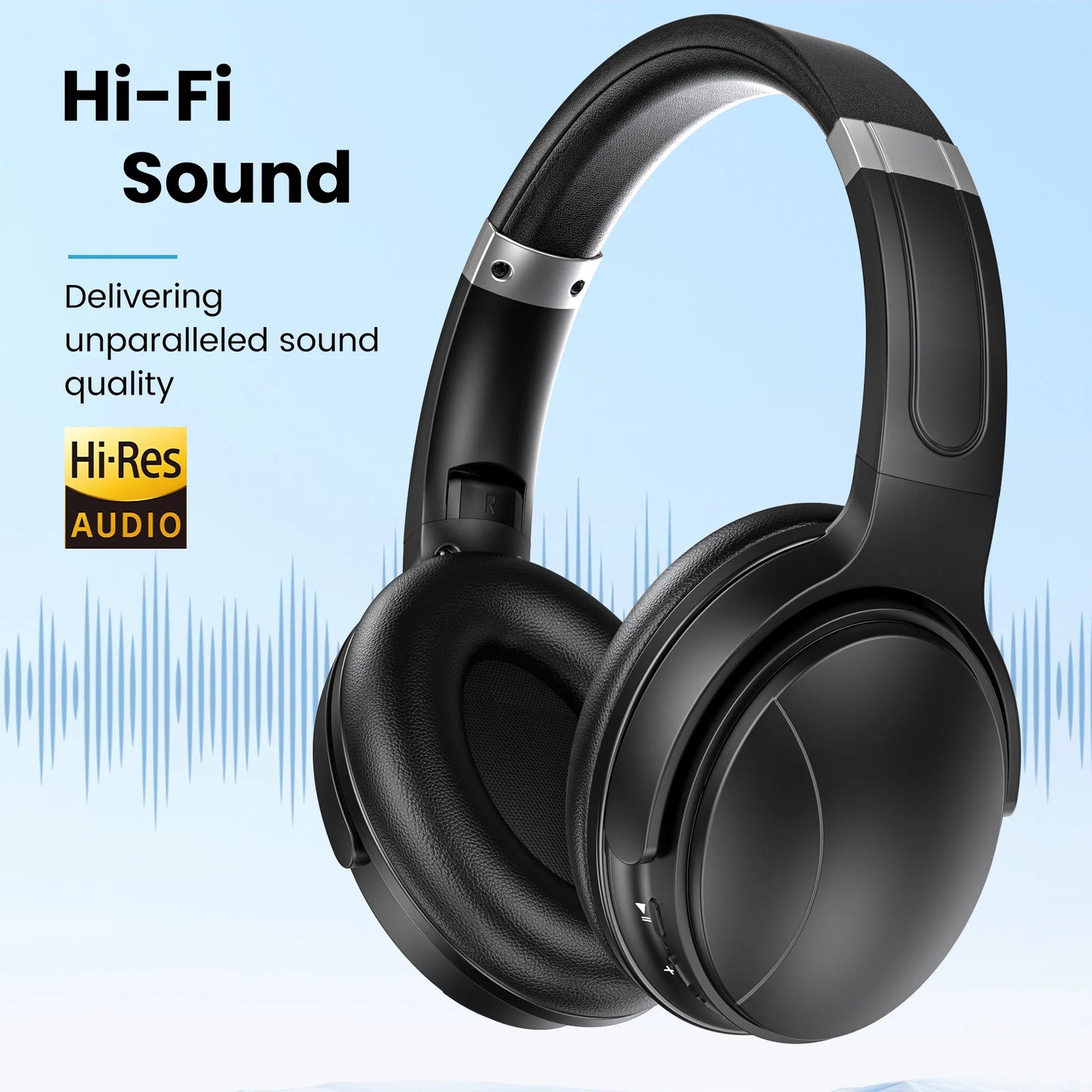 VILINICE Noise Cancelling Headphones, Wireless Bluetooth Over Ear Headphones with Microphone, Black, Q8