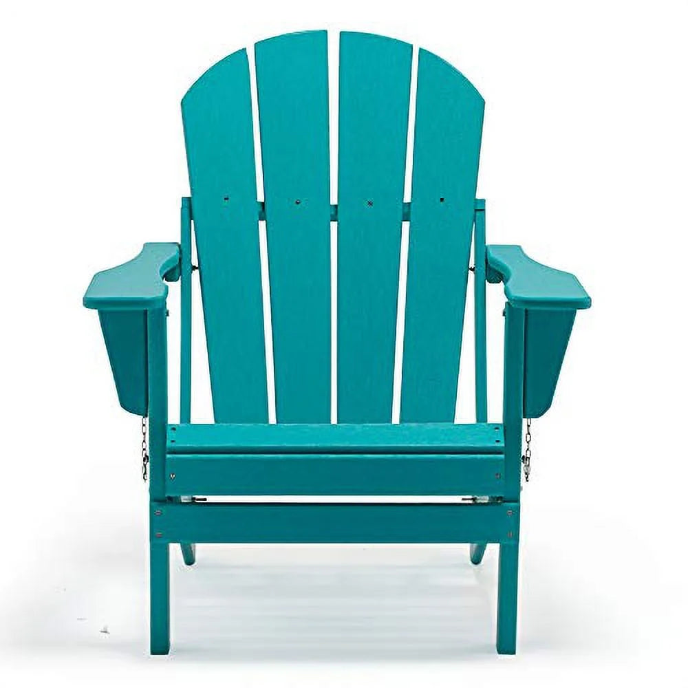 Westintrends Outdoor Folding HDPE Adirondack Chair, Patio Seat, Weather Resistant, Turquoise