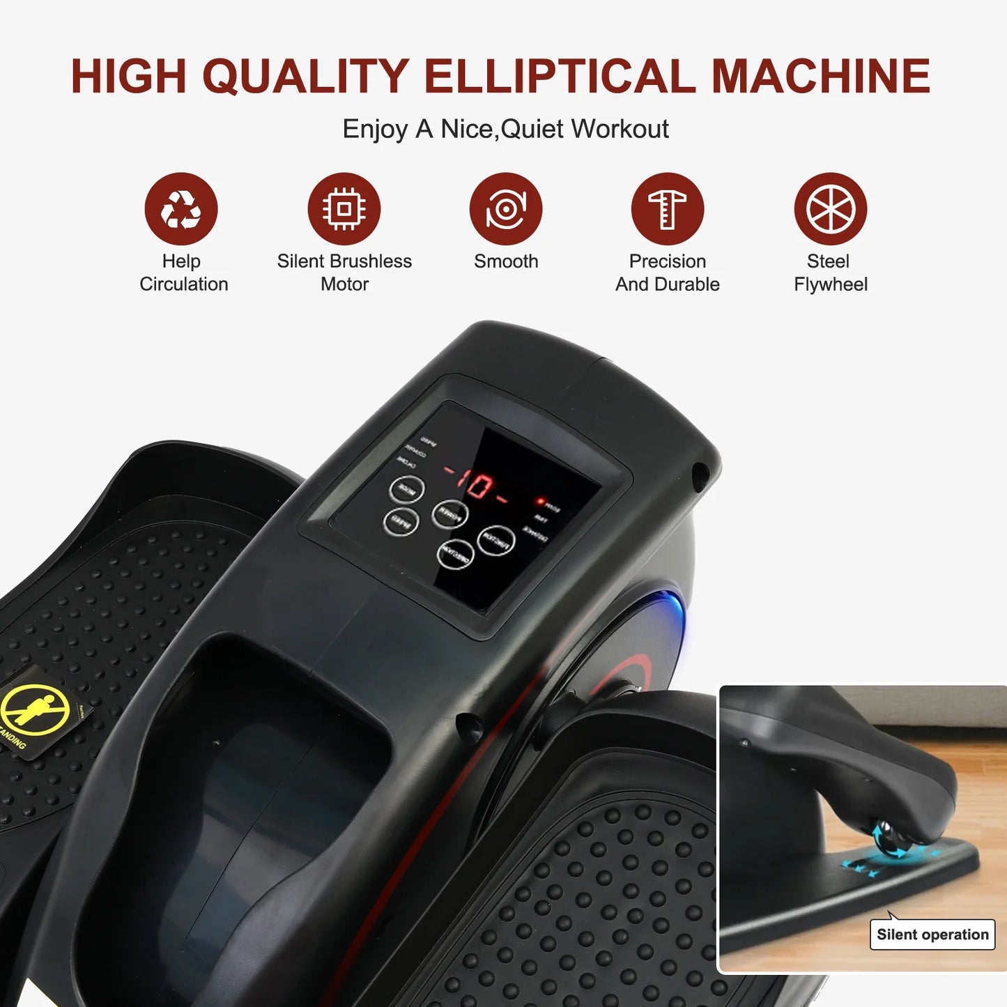 Under Desk Elliptical Machine, Electric Seated Pedal Exerciser, Mini Ellipse Leg Exerciser with Display Monitor, Remote Control, Elliptical Machine for The Old and Young Leg Ercise