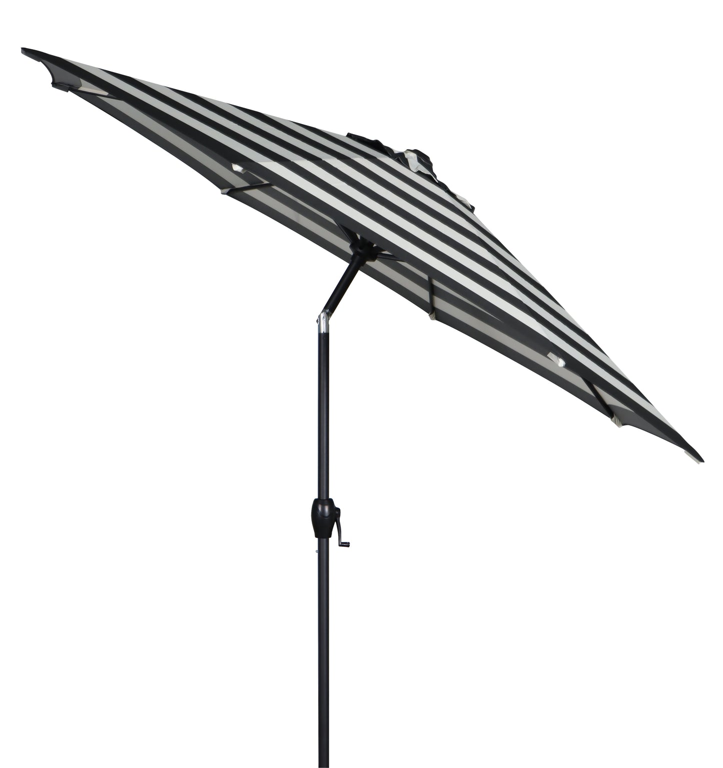 Mainstays 9ft B & W Cabana Stripe Round Outdoor Tilting Market Patio Umbrella with Crank
