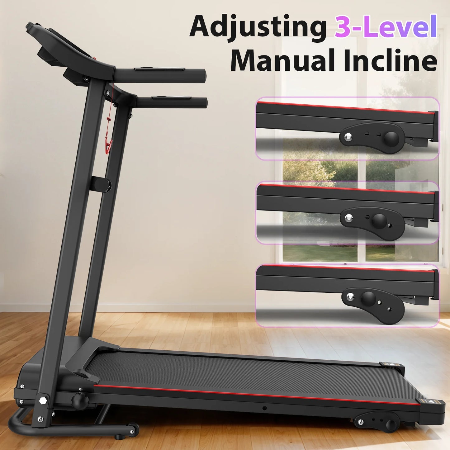 2.5HP Folding Incline Treadmill with 12 Preset Programs Bluetooth Electric Walking Treadmill Machine For Home