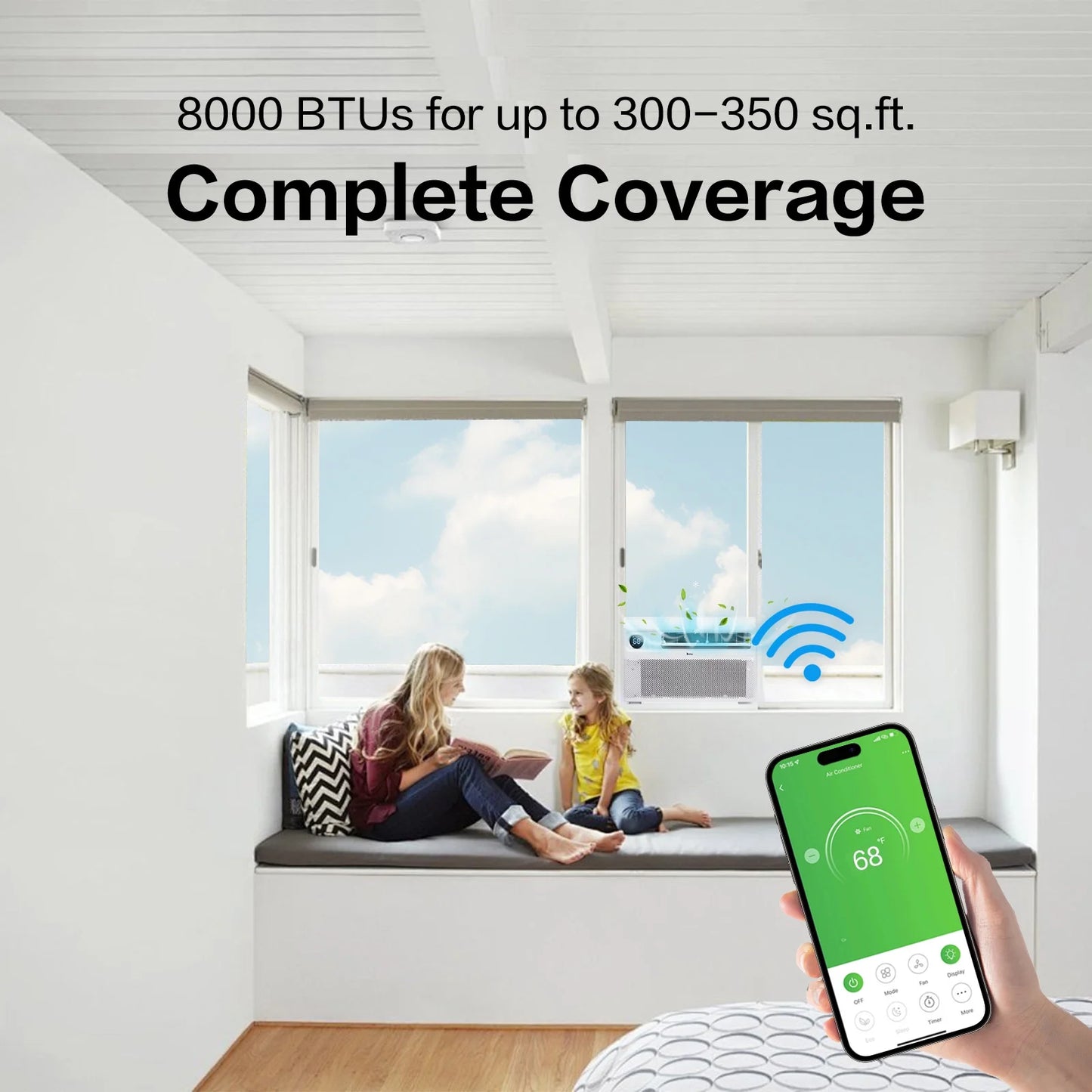 Ktaxon 8000 BTU Inverter Window Air Conditioner, Energy-Saving Window AC Unit with APP & Voice Control, Ultra Quiet & Easy Installtion Design, Work with Alexa/Google Assistant, 115V/60Hz