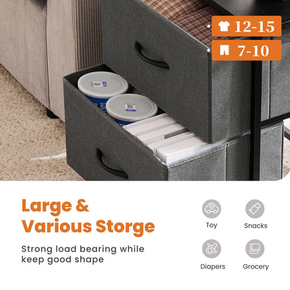 edx Nightstand, End Table Side Table with 2 Fabric Drawers Bedside Table for Bedroom, Closet, Dorm, Grey