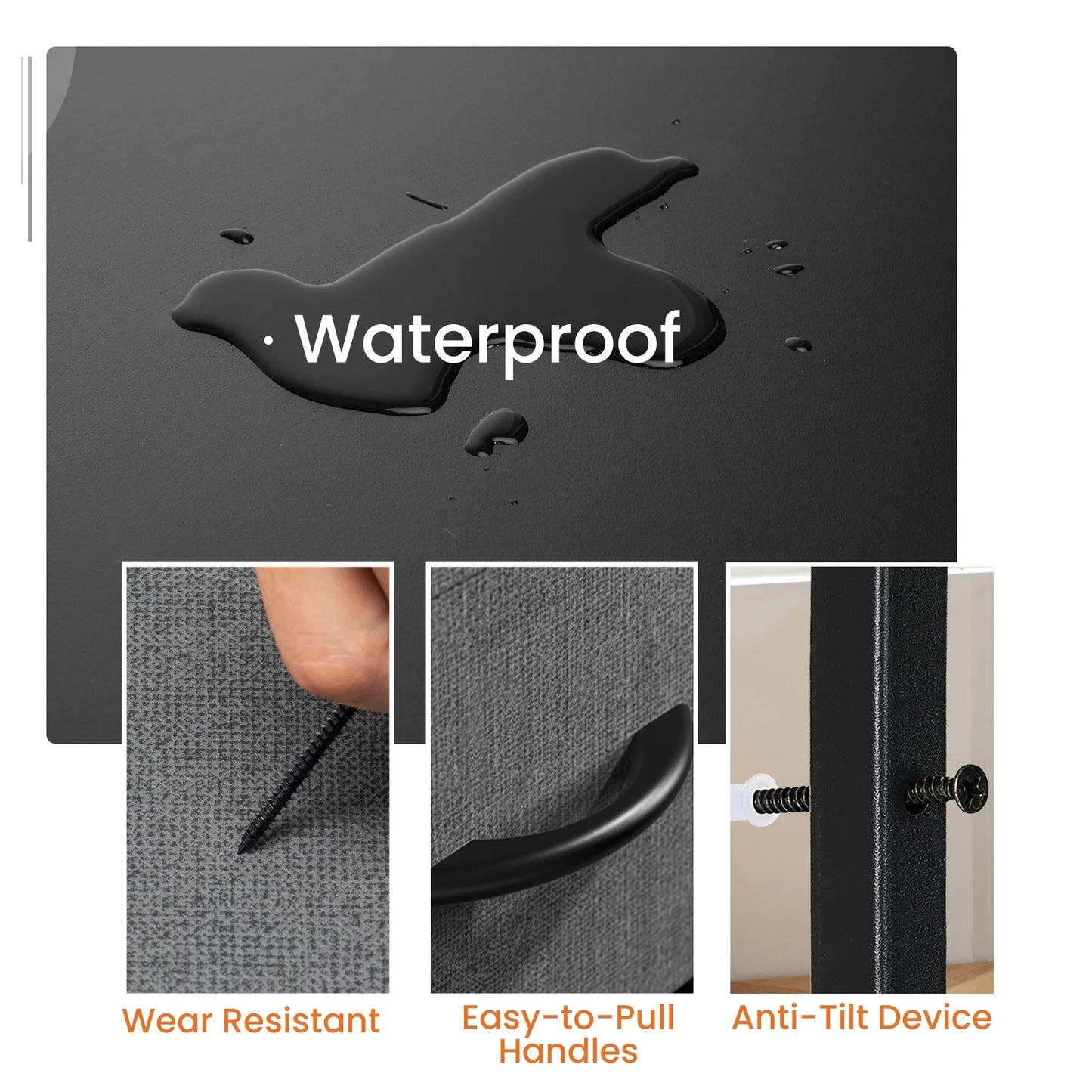 edx Nightstand, End Table Side Table with 2 Fabric Drawers Bedside Table for Bedroom, Closet, Dorm, Grey