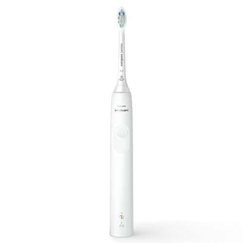 Philips Sonicare 4100 Rechargeable Electric Toothbrush, with Pressure Sensor, 2 Intensity Settings, SmarTimer and QuadPacer, 14-Day Battery Life, White, Model HX3681/23