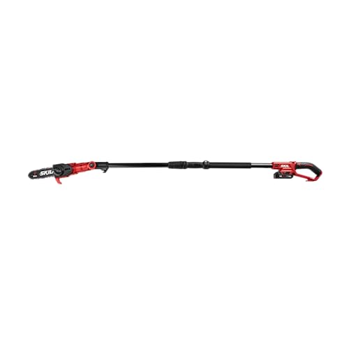 SKIL PS4563B-10 PWR CORE 20 8" 20V Pole Saw Kit, Includes with 2.0Ah Lithium Battery and Charger, Red