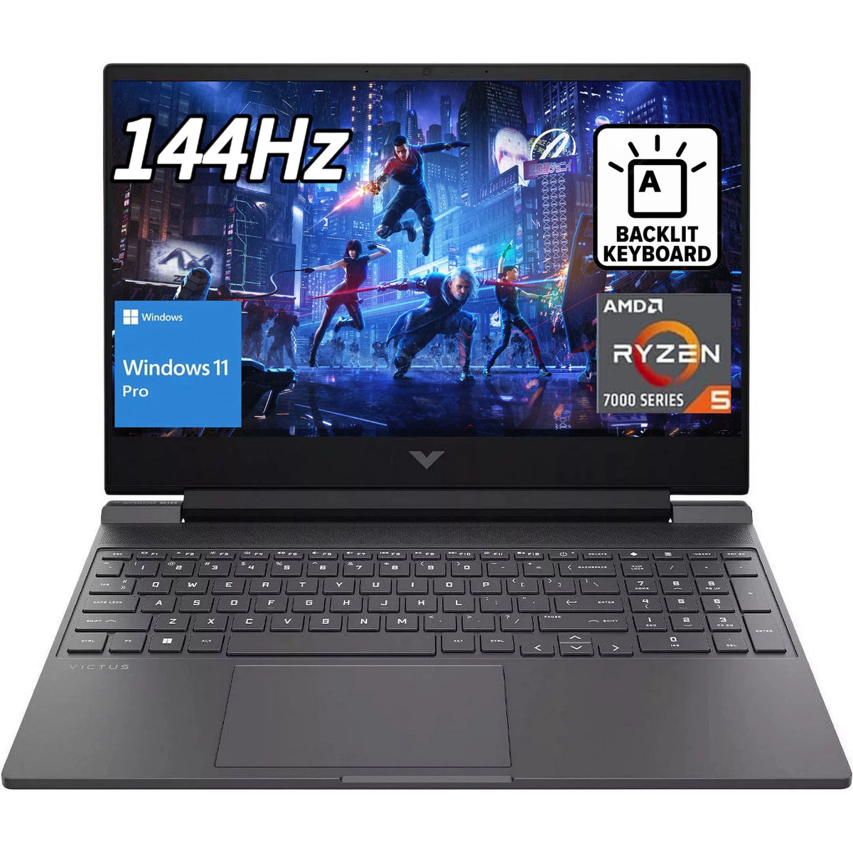 New HP Victus Gaming Laptop, 15.6 FHD 144Hz Display, Ryzen 5 7535HS, AMD Radeon RX 6550M, 32GB DDR5 RAM, 2TB SSD, Wi-Fi 6, Backlit KB, Windows 11 Pro