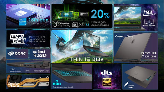 MSI Thin 15.6 inch FHD 144Hz Gaming Laptop Intel Core i5-13420H NVIDIA GeForce RTX 4060 - 16GB DDR4 512GB SSD Gray (2025)