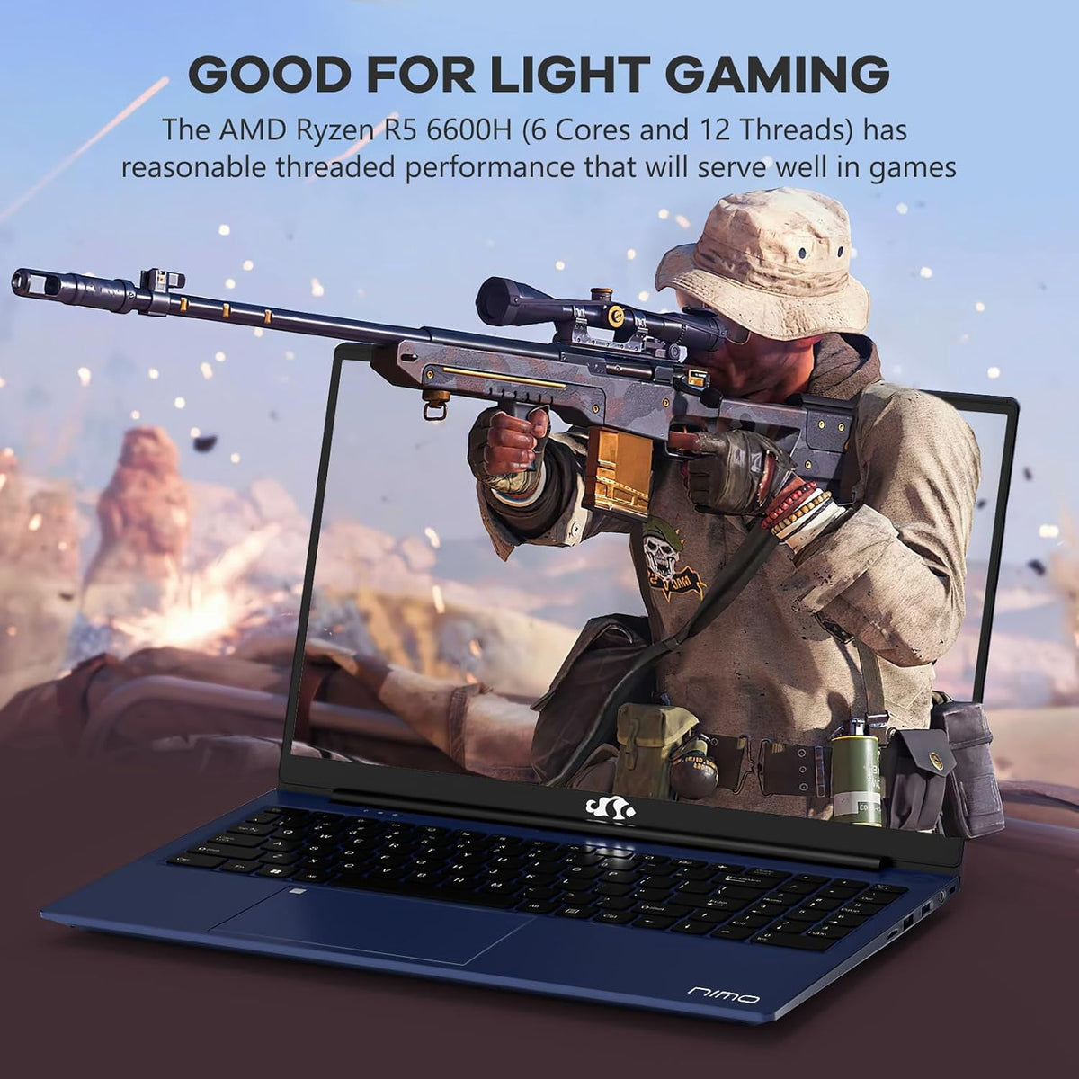 15.6 inch Student Gaming Laptop,32GB DDR5 2TB SSD 6-Cores,Fingerprint Backlit Keyboard 2 Years Warranty,AMD Ryzen 5 6600H 660M 6nm(Beat i5-12450H up to 4.5GHz)FHD IPS Business-Computer,Blue