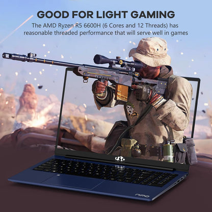 15.6 inch Student Gaming Laptop,32GB DDR5 2TB SSD 6-Cores,Fingerprint Backlit Keyboard 2 Years Warranty,AMD Ryzen 5 6600H 660M 6nm(Beat i5-12450H up to 4.5GHz)FHD IPS Business-Computer,Blue