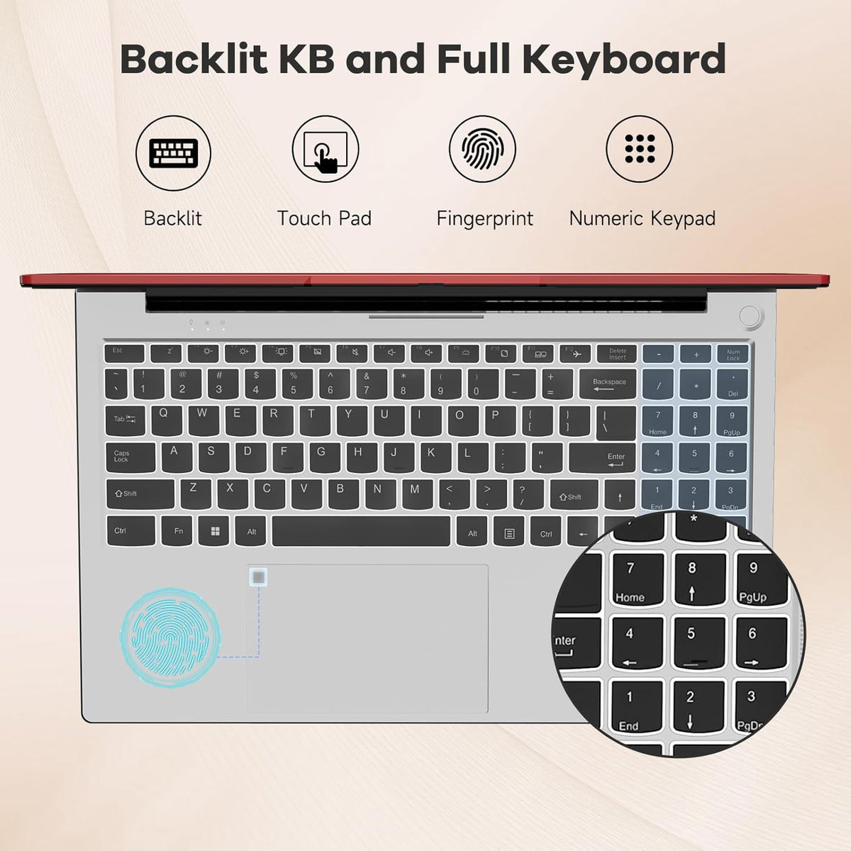 15.6 inch Student Gaming Laptop,16GB DDR5 1TB SSD 6-Cores,Fingerprint Backlit Keyboard 2 Years Warranty,AMD Ryzen 5 6600H 660M 6nm(Beat i5-12450H up to 4.5GHz)FHD IPS Business-Computer,Red