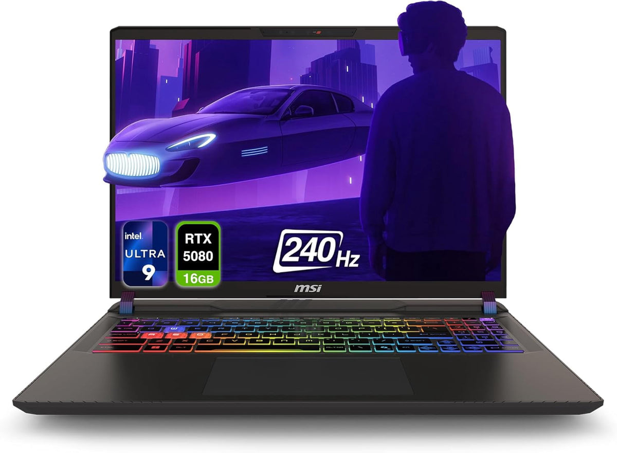 MSI Vector 16 HX AI Gaming Laptop, Intel Ultra 9-275HX, 64 GB DDR5 RAM, 2 TB PCIe SSD, 16" WQXGA (2560x1600) 240Hz Display, Nvidia G-Force RTX 5080, 24 Zone RGB Keyboard, W11 Pro, Cosmo Gray