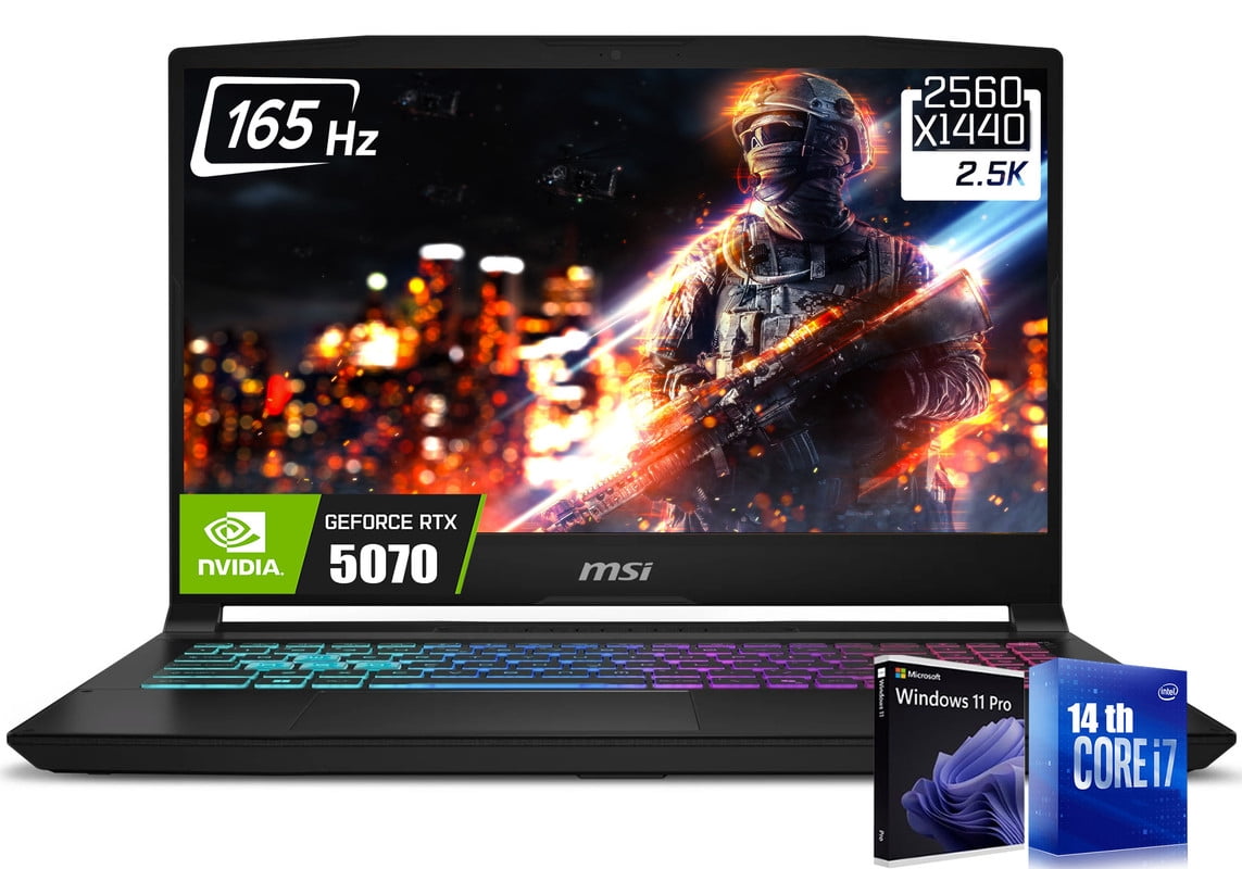 MSI Katana 15 HX Gaming Laptop, 15.6" 2560 x 1440 QHD 165Hz IPS Display, Intel 16-Core i7-14650HX, NVIDIA GeForce RTX 5070 8GB GDDR7, RGB Backlit KB, Win11 Pro(64GB DDR5 / 4TB SSD)