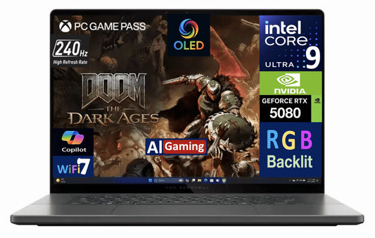 ASUS ROG Zephyrus AI Gaming Laptop 16.0in 240Hz OLED WQXGA Display (Intel Ultra 9-285H, NVIDIA GeForce RTX 5080 16GB, 32GB LPDDR5X, 2TB SSD, RGB KB, Thunderbolt 4, WiFi 7, Webcam, Win 11 Home)