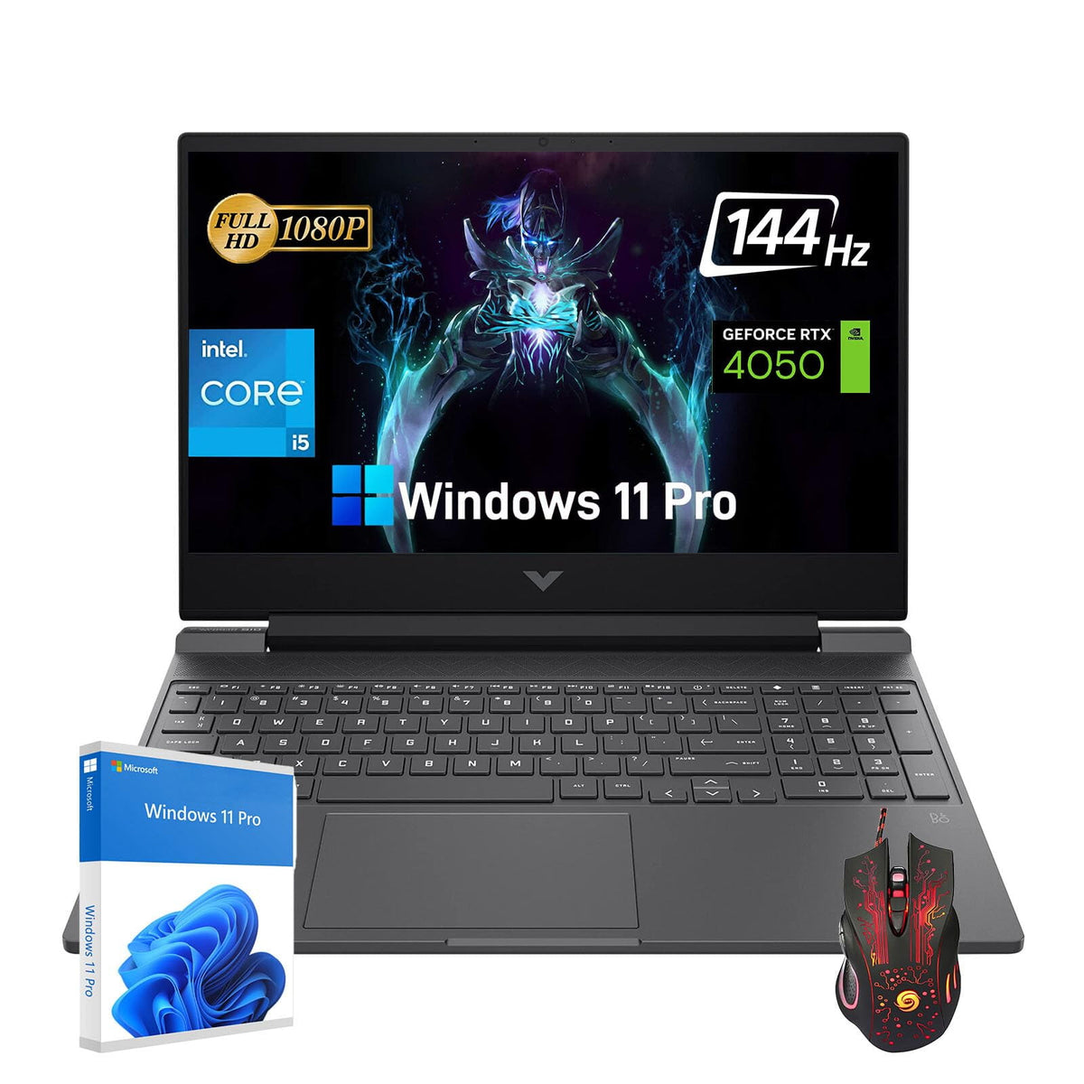 HP Victus Gaming Laptop Computer - 15.6" FHD 144Hz Display, Intel 8-Core i5-13420H, GeForce RTX 4050, 16GB RAM, 512GB SSD, Wi-Fi 6, HD Camera, 10h Long Standby, Win 11 Pro, with Accessories