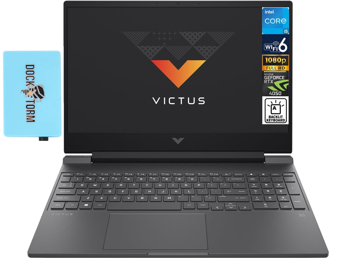 HP Victus 15t Gaming Laptop 15.6" IPS FHD (12-Core Intel i5-13500H, GeForce RTX 4050 6GB, 64GB RAM, 1TB PCIe SSD, Backlit KYB, WiFi 6, Bluetooth, Webcam, Win 11 Home) w/DKZ Hub USB Port Expander