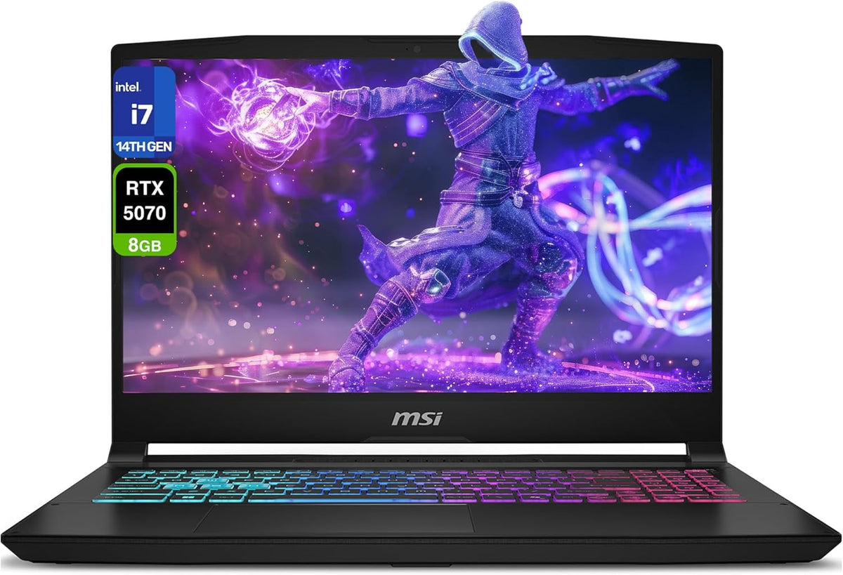 MSI Katana 15 HX Gaming Laptop, Intel i7-14650HX, 16 GB DDR5 RAM, 2 TB PCIe SSD, 15.6" QHD (2560x1440) 165Hz Display, Nvidia G-Force RTX 5070, 4-Zone RGB Keyboard, W11 Home, Black