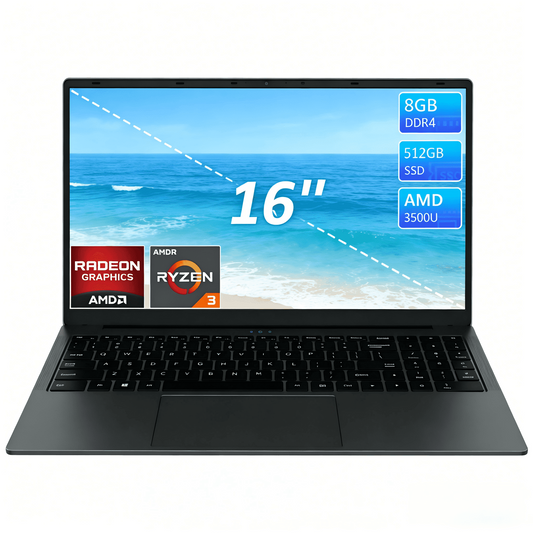 KURIETIM 16" Laptop , AMD Ryzen 5 3500U CPU, 8GB RAM 512GB SSD, Backlit Keyboard, Windows 11 Computer