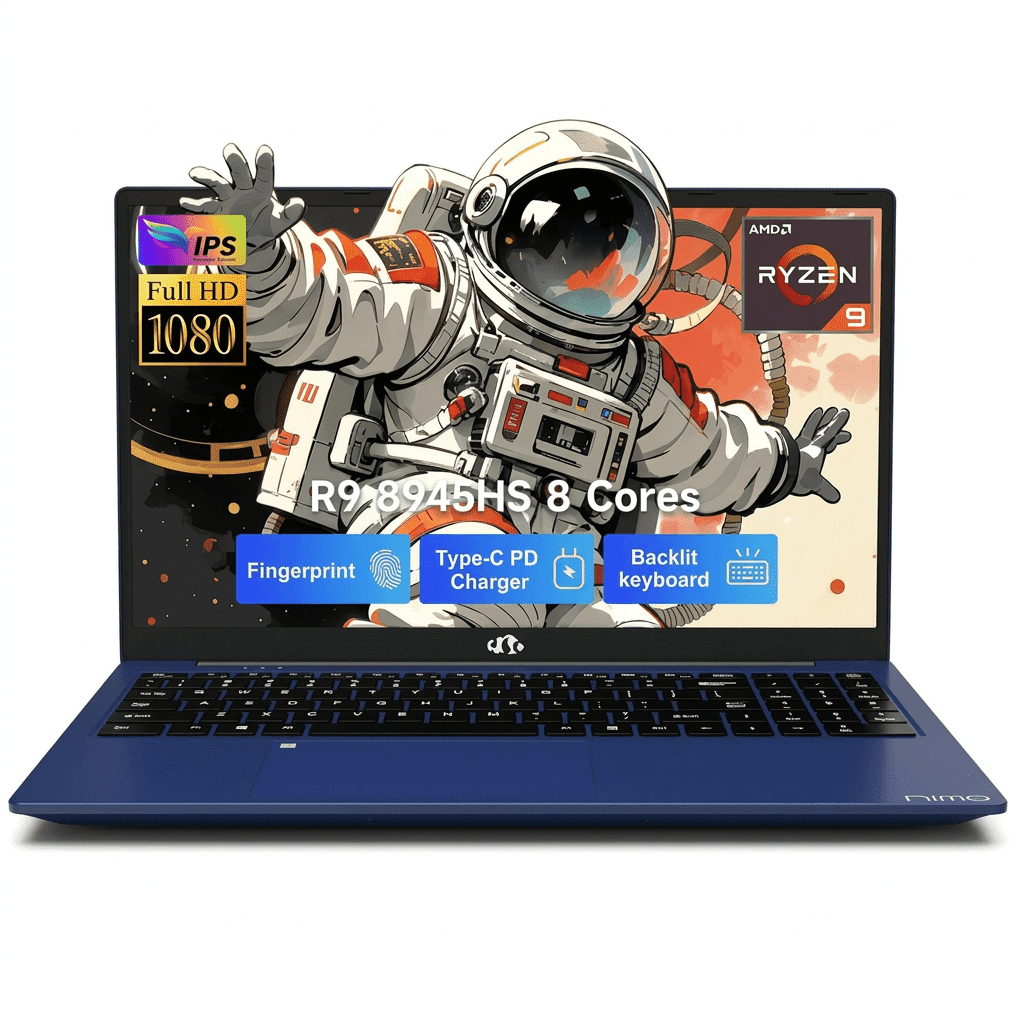 17.3" FHD Gaming Laptop - AMD Ryzen 9 8945HS (Beat i9-13900H, Up to 5.2GHz) 16GB RAM 512GB SSD with Radeon 780M Graphics 100W PD Type-C AI-Enhanced Backlit Keyboard Fingerprint VR Ready