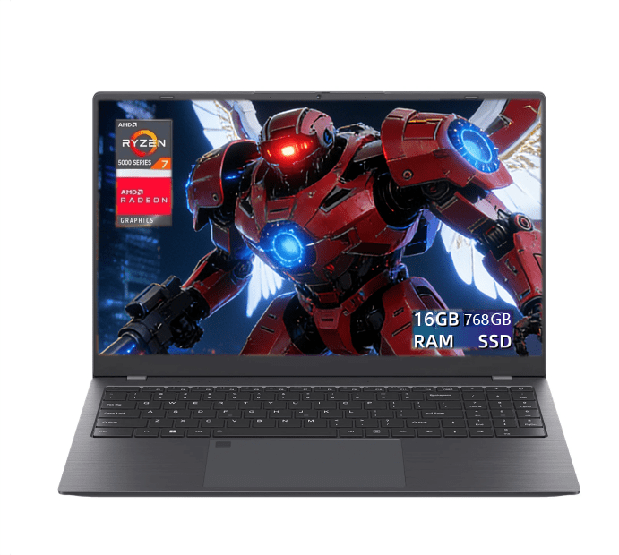 Laptop 15.6 FHD Gaming Laptop, AMD Ryzen 7 5825U, 16GB RAM, 768GB SSD, Windows 11, Graphite, WiFi 5, Backlit KB,Gray