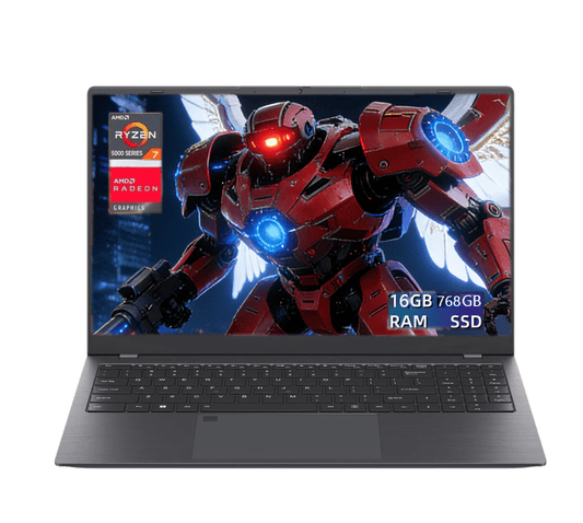 Laptop 15.6 FHD Gaming Laptop, AMD Ryzen 7 5825U, 16GB RAM, 768GB SSD, Windows 11, Graphite, WiFi 5, Backlit KB,Gray