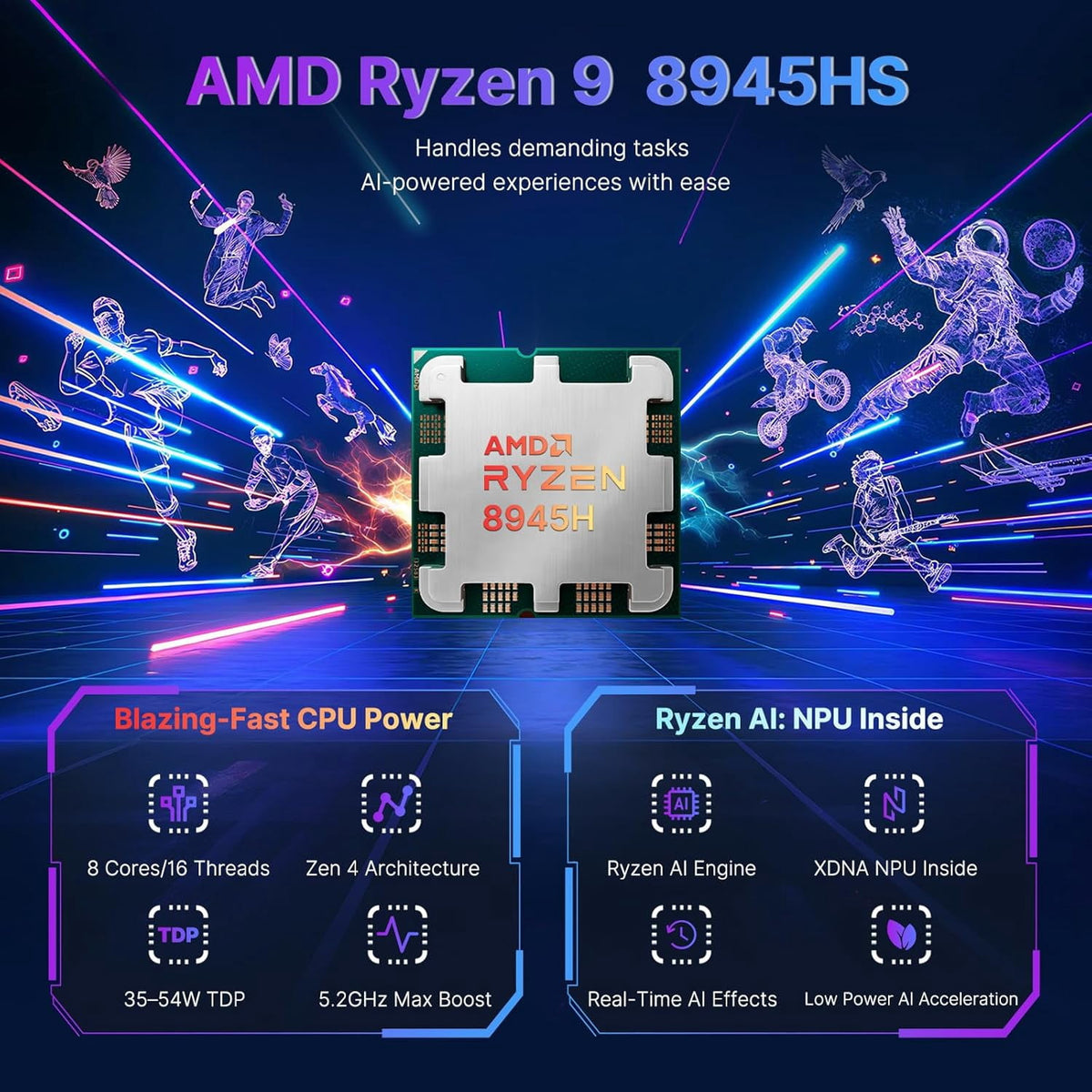 17.3" Gaming Laptop 32GB DDR5 RAM 1TB SSD AMD Ryzen 9 8945HS (Outperforms i9-13900H) AMD Radeon 780M GPU-Computer with 100W Type-C AI-Enhanced Copilot VR Ready Backlit Keyboard Fingerprint Blue