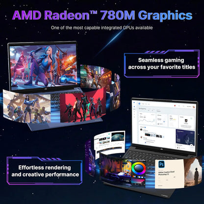 17.3" Gaming Laptop 32GB DDR5 RAM 1TB SSD AMD Ryzen 9 8945HS (Outperform i9-13900H) AMD Radeon 780M GPU-Computer with 100W Type-C AI-Enhanced Copilot VR Ready Backlit Keyboard Fingerprint Black