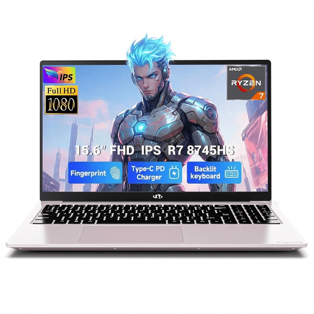 15.6" IPS FHD Gaming Laptop 16GB DDR5 RAM 1TB SSD AMD Ryzen 7 8745HS (8C/16T Up to 4.9GHz Beat i9-12900HK) with AMD Radeon 780M Graphics 100W Type-C Backlit Keyboard for Creators RoseGold