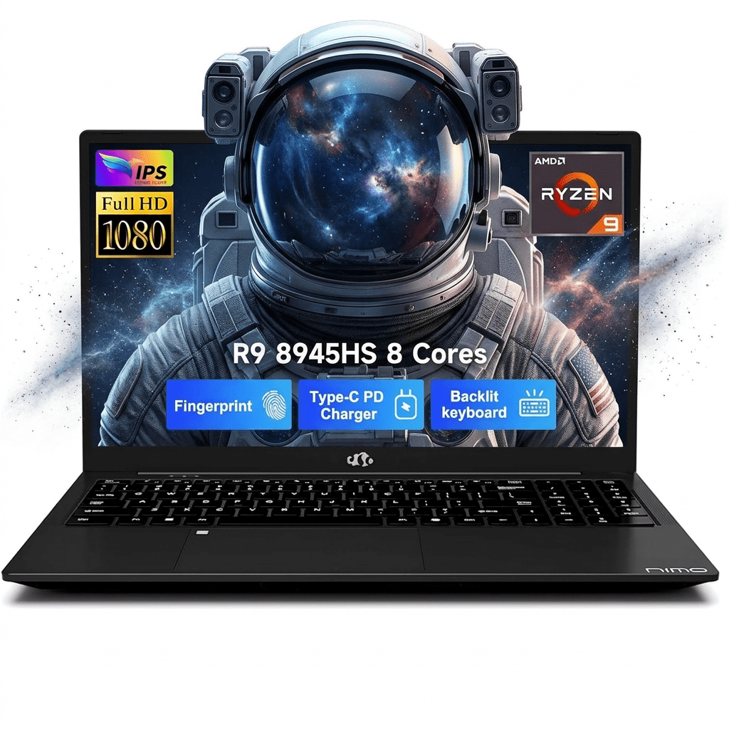 15.6" FHD Gaming Laptop 16GB RAM 1TB SSD AMD Ryzen 9 8945HS (Beat i9-13900H, Up to 5.2GHz) with Radeon 780M AI-Enhanced 100W PD Type-C VR Ready Backlit Keyboard Fingerprint Black