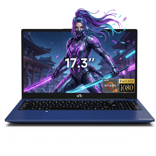 17.3" FHD Gaming Laptop 16GB DDR5 RAM 512GB SSD AMD Ryzen 7 7735HS (8-Core, Beats i7-12650H) with Radeon 680M Graphics 100W Type-C Wi-Fi 6E Backlit Keyboard Fingerprint Blue