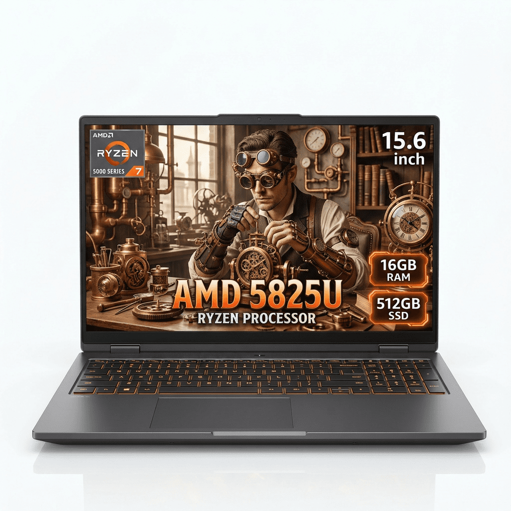 15.6" FHD IPS Gaming Laptop AMD Ryzen 7 5825U 16GB DDR4 512GB SSD Windows 11 Pro Backlit Keyboard Gray Graphite