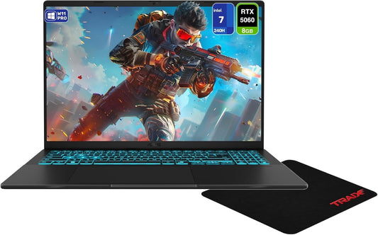 Asus V16 Gaming Laptop, Intel 7-240H, 32 GB DDR5 RAM, 2 TB PCIe SSD, 16" WUXGA (1920x1200) 144Hz IPS Display, NVIDIA G-Force RTX 5060 , Backlit Keyboard, W11 Pro, Matte Black + Traix MousePad