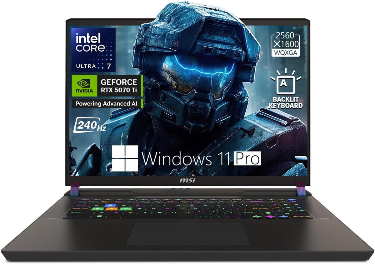 MSI Vector 16" QHD+ 240Hz Gaming Laptop 2026, Intel Core Ultra 7 255HX , NVIDIA GeForce RTX 5070 Ti, 32GB DDR5 1TB SSD, RGB Backlit KB, WiFi 7, Bluetooth 5.4, Copilot Key, Windows 11 Pro